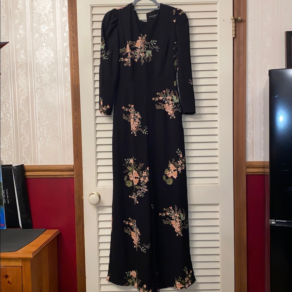 Nora Gardner Wide leg Black floral jumpsuit XS/2